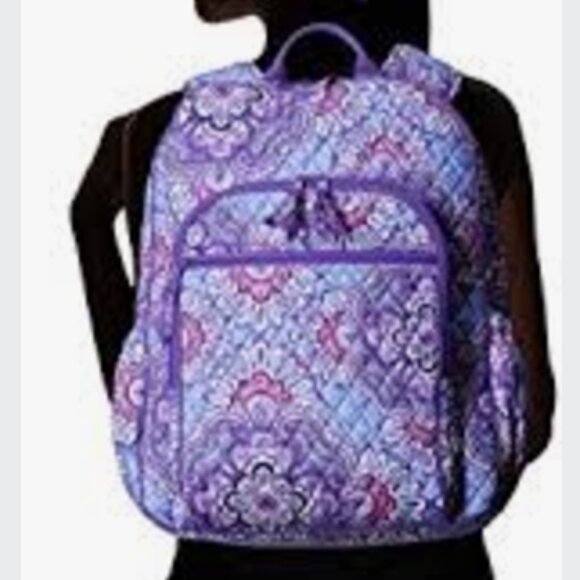 VERA BRADLEY PURPLE QUILTED CAMPUS BACKPACK - Picture 3 of 10